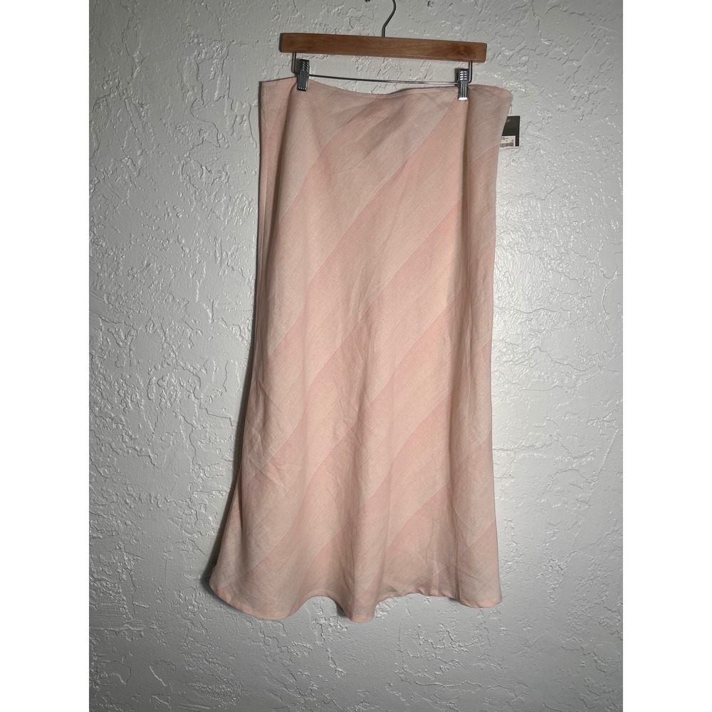 Merona 100% Linen Pink Plaid Bias Cut Maxi Skirt Women's 16‎ NWT